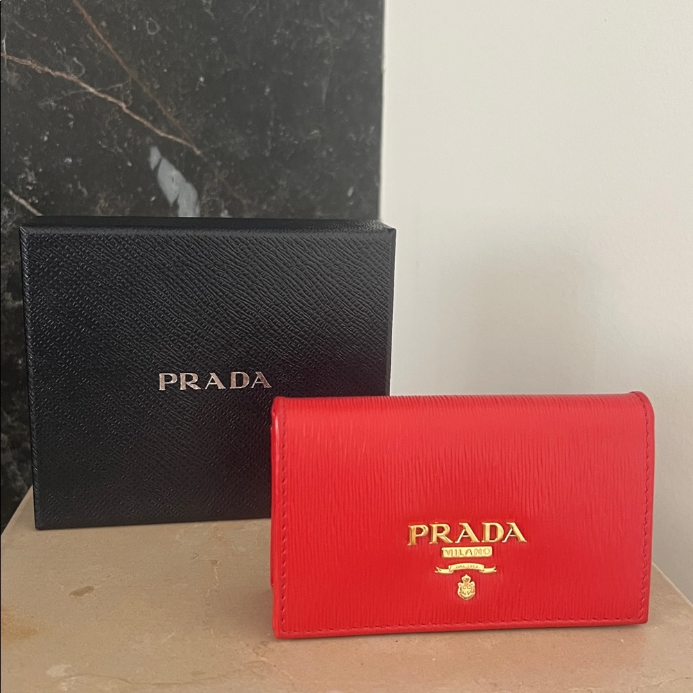 Prada Card Holder with Gold Accents